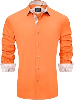 J.VER Camicia da uomo casual a maniche lunghe elasticizzata, senza pieghe, vestibilità regolare, con bottoni