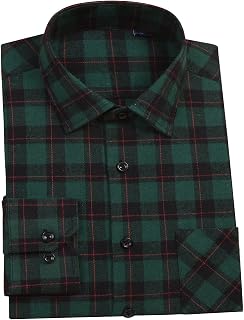 DOKKIA Men's Casual Dress Long Sleeve Buffalo Check Fitted Flannel Shirt