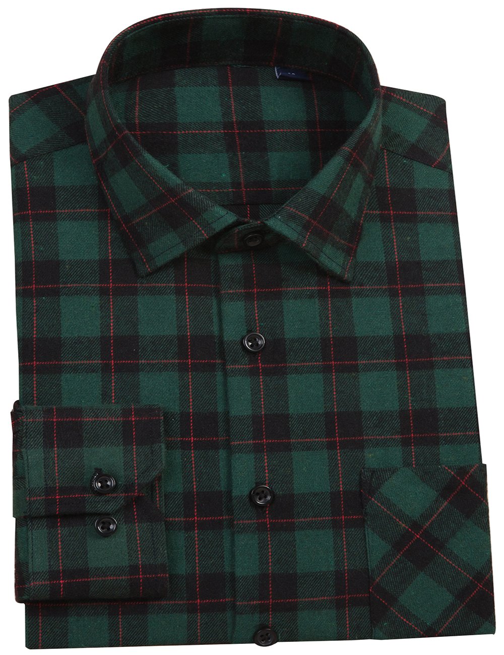 DOKKIA Men's Casual Dress Long Sleeve Buffalo Check Fitted Flannel Shirt
