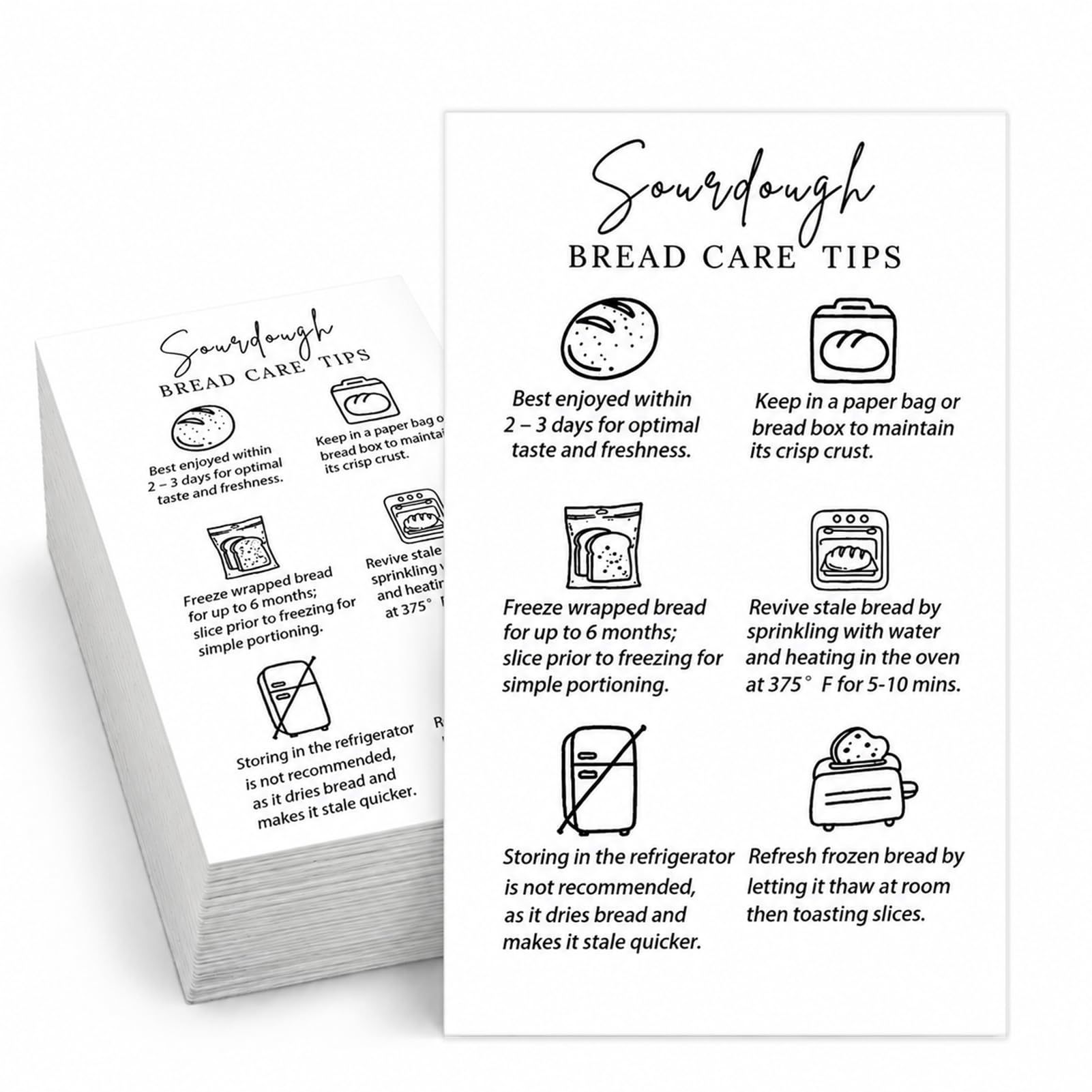 100 Pcs Sourdough Stickers 3.5x2.1 Sourdough Care Instructions Stickers | Sourdo