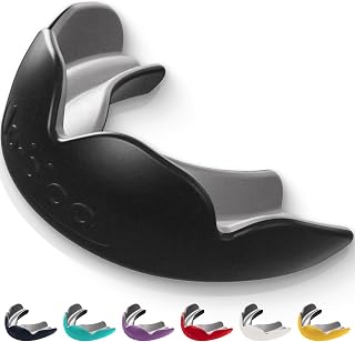lobloo® PRO-FIT Sports Mouthguard – Ultra Slim 1mm | Dentist-Level Protection | Precision Vacuum-Fit | Oxygen Performance | MMA, Boxing, Football, Basketball. (Large +14yrs, Black)