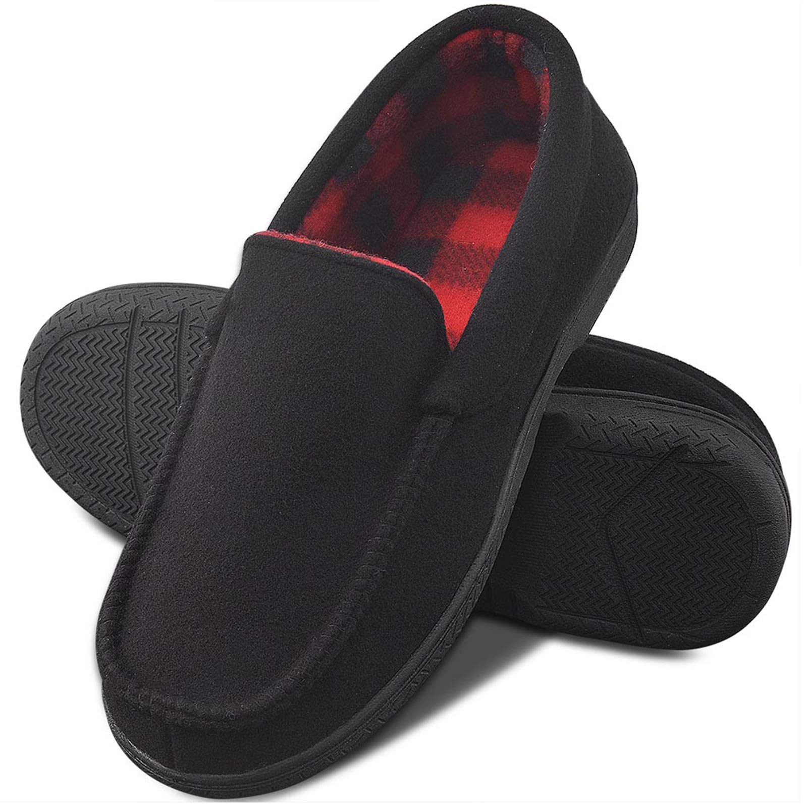 DL Men's Memory Foam Moccasin Slippers Breathable Moccasin Slippers Micro Wool H