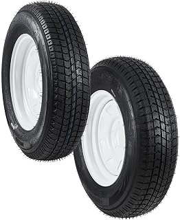 Garvee 2-Pack Trailer Tires On Rim ST205/75D15, Set of 2 | White Spoke Wheel, 5 On 4.5" Durable Trailer Tire Travel/Camper/Utility/Boat