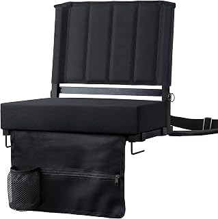Stadium Seats for Bleachers with Backs Support ＆ Wide Thick Cushion | 3.15'' Thick Cushion Bleacher Seat with Multi-Pocket＆Shoulder Strap, Foldable Stadium Chair for Sports Event Outdoors Camping
