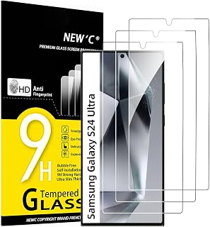 NEW'C for Samsung Galaxy S24 Ultra Screen Protector Tempered Glass | 3 Pack, HD Clear, 6.8 Inches, 9H Hardness, Scratch Resistant, Bubble Free, Oleophobic, Touch Sensitive