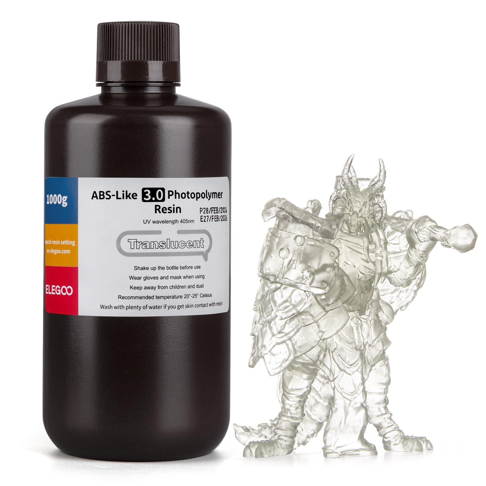 ELEGOO ABS-Like Resin 3.0 Translucent 1000g LCD 3D Printing Resin