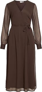 VILA Vifalia V-Neck L/S Midi Dress - Noos/DC Vifalia Noos/DC Robe midi à col en V L/S Femme (Lot de 1)
