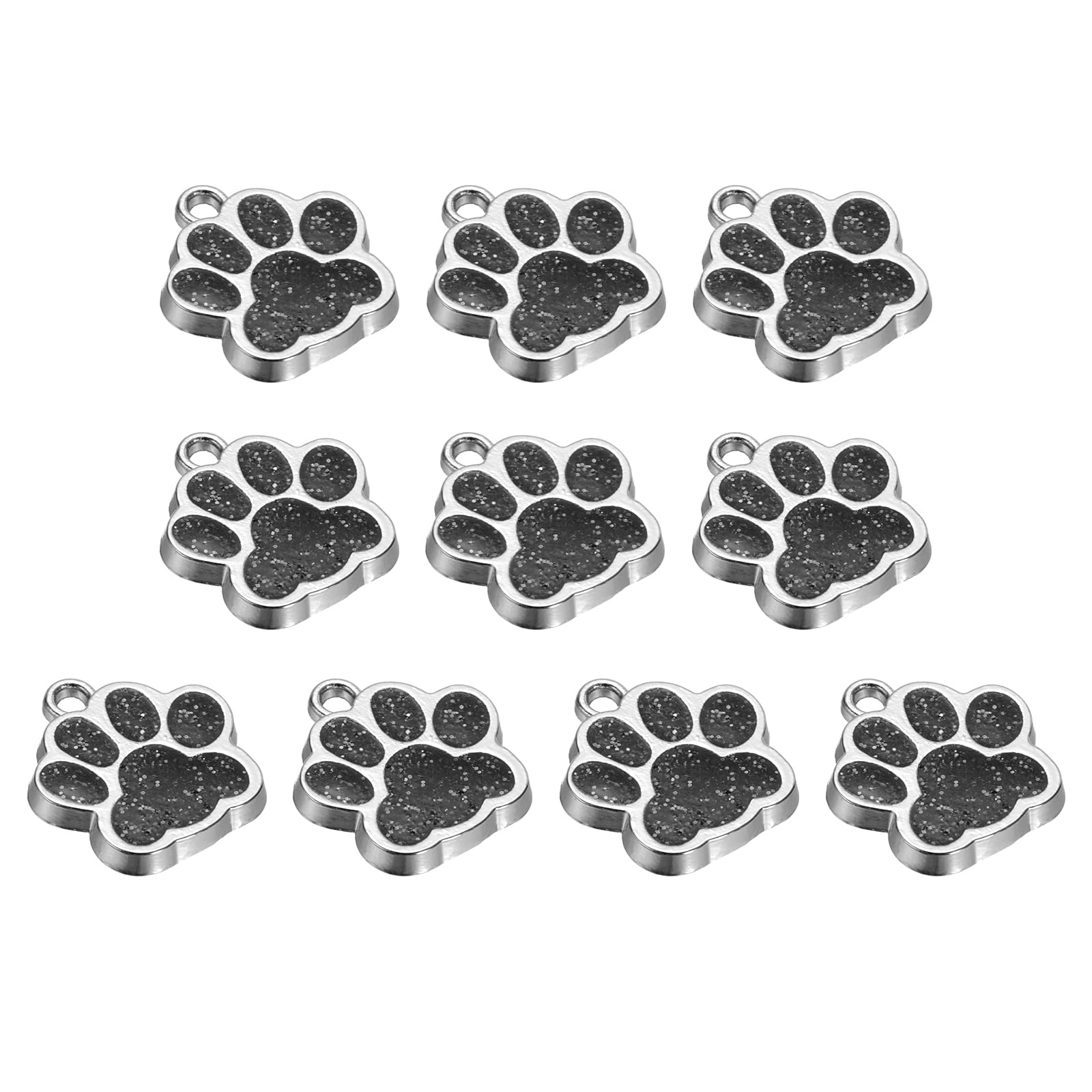 Animal Cat Dog Paw Print Charm, 10 Pcs Shine Powder Footprint Beads Enamel Alloy