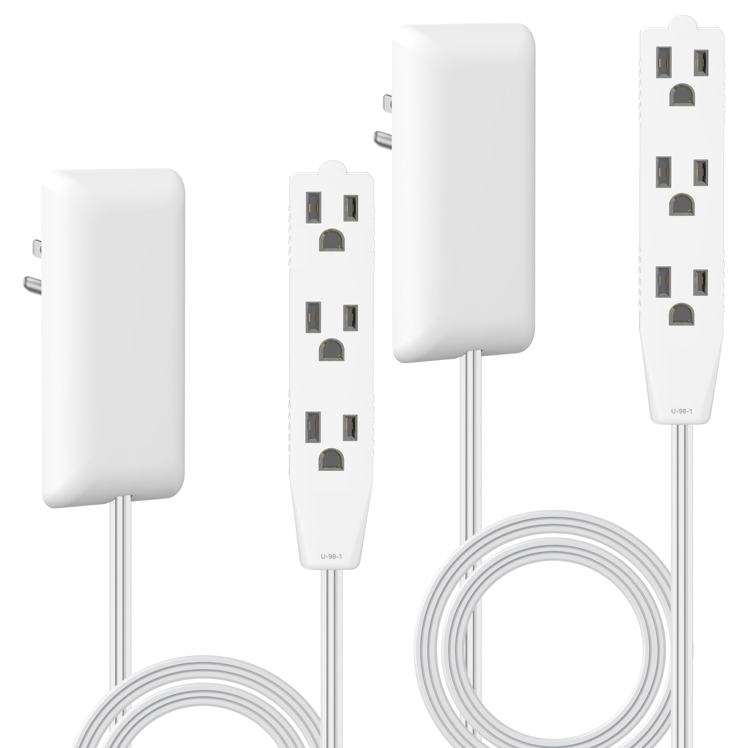LIDER Flat-Face Outlet Extender, 3 Receptacles, 3ft Cord, 1625W, Ultra-Thin
