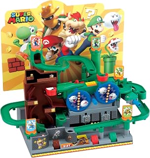 Epoch Games Super Mario Adventure Game DX, Tabletop Skill and Action Game and Marble Maze for Ages 5+, Multicolor
