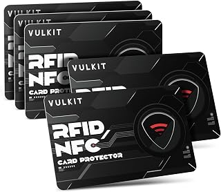 VULKIT 5 Pack RFID Blocking Cards, RFID/NFC Protectors NFC Contactless Protection Wallet Shield Travel Essentials, 5pcs- Techs, Modern