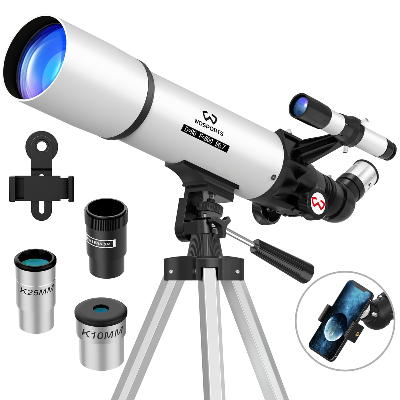 Telescope for Adults High Powered, 90mm Aperture Refractor Telescope