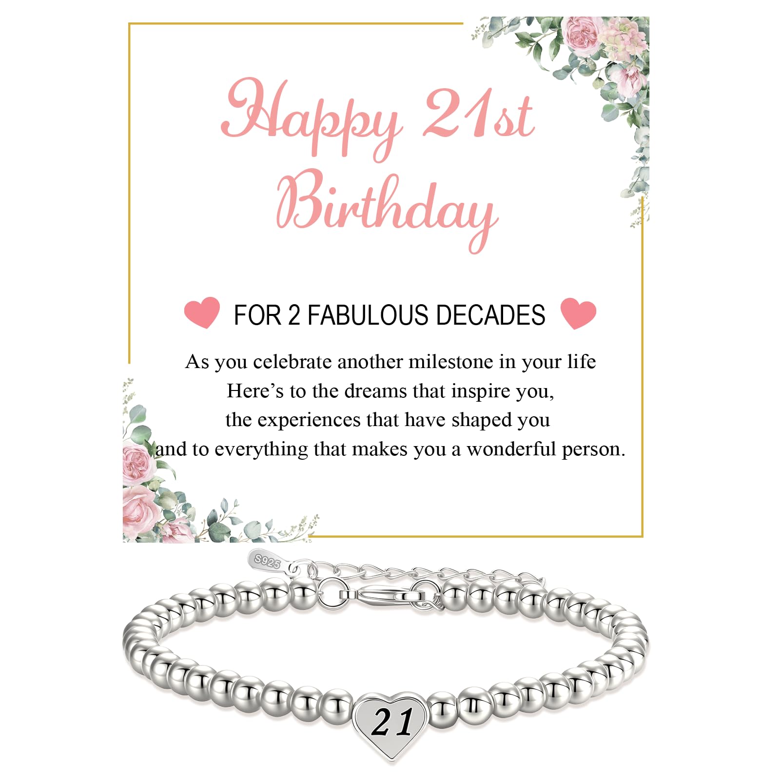 16 18 21 30 40 50 60 Birthdays Gifts for Women Bracelet for Women with Card