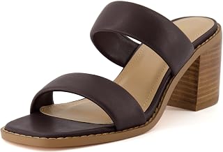 CUSHIONAIRE Clever Women's Two Band Block Heel Sandal + Memory Foam, Widths Available