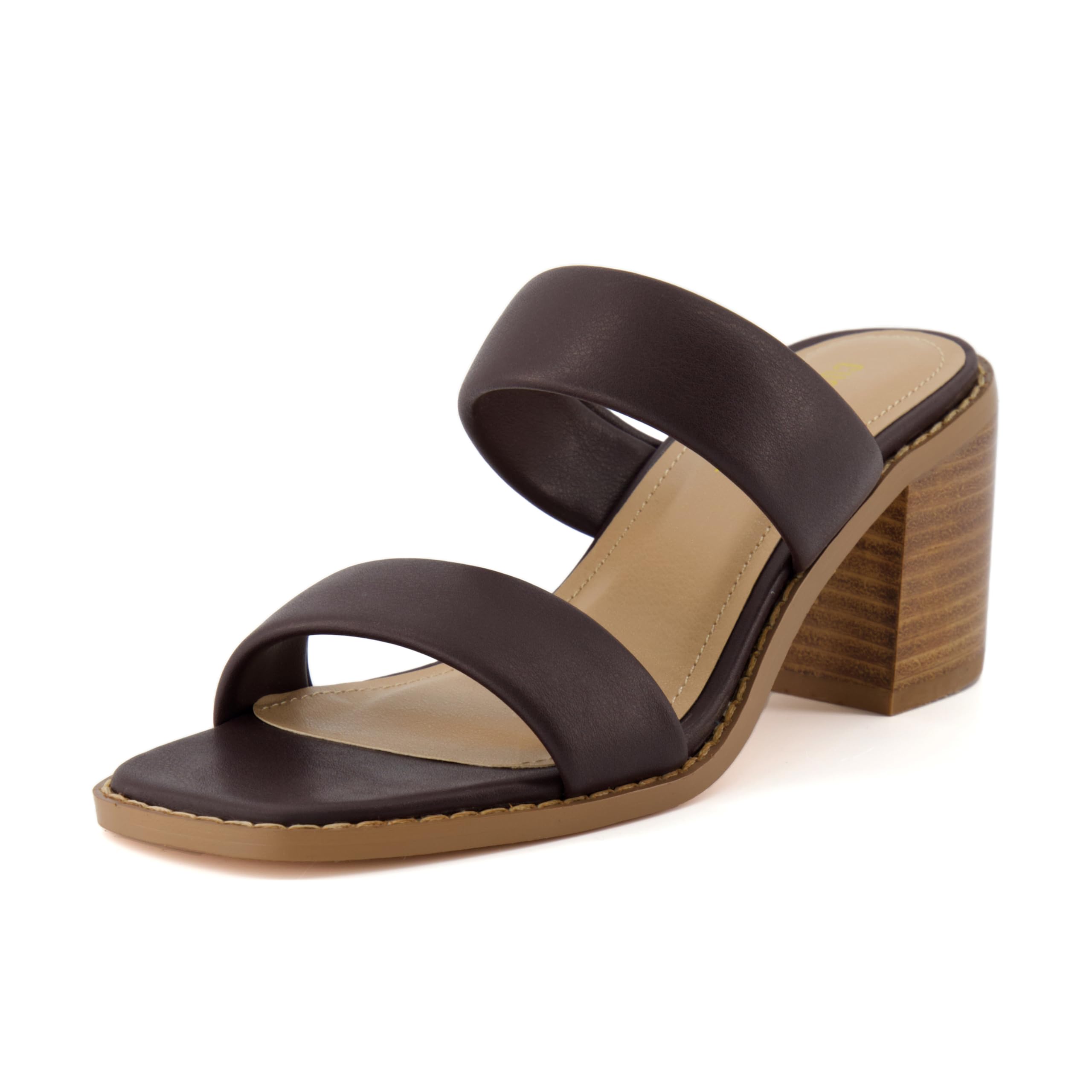 CUSHIONAIRE Clever Women's Two Band Block Heel Sandal + Memory Foam, Widths Avai