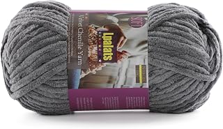 Chunky Chenille Yarn for Crocheting, #6 Grey Thick Velvet Yarn for Crochet