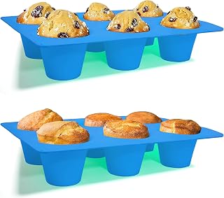 Sidosir 2Pcs Popover Pan for Baking - Professional Extra Deep Silicone Popover Molds, Non-Stick, Easy to Clean, Grade Materials