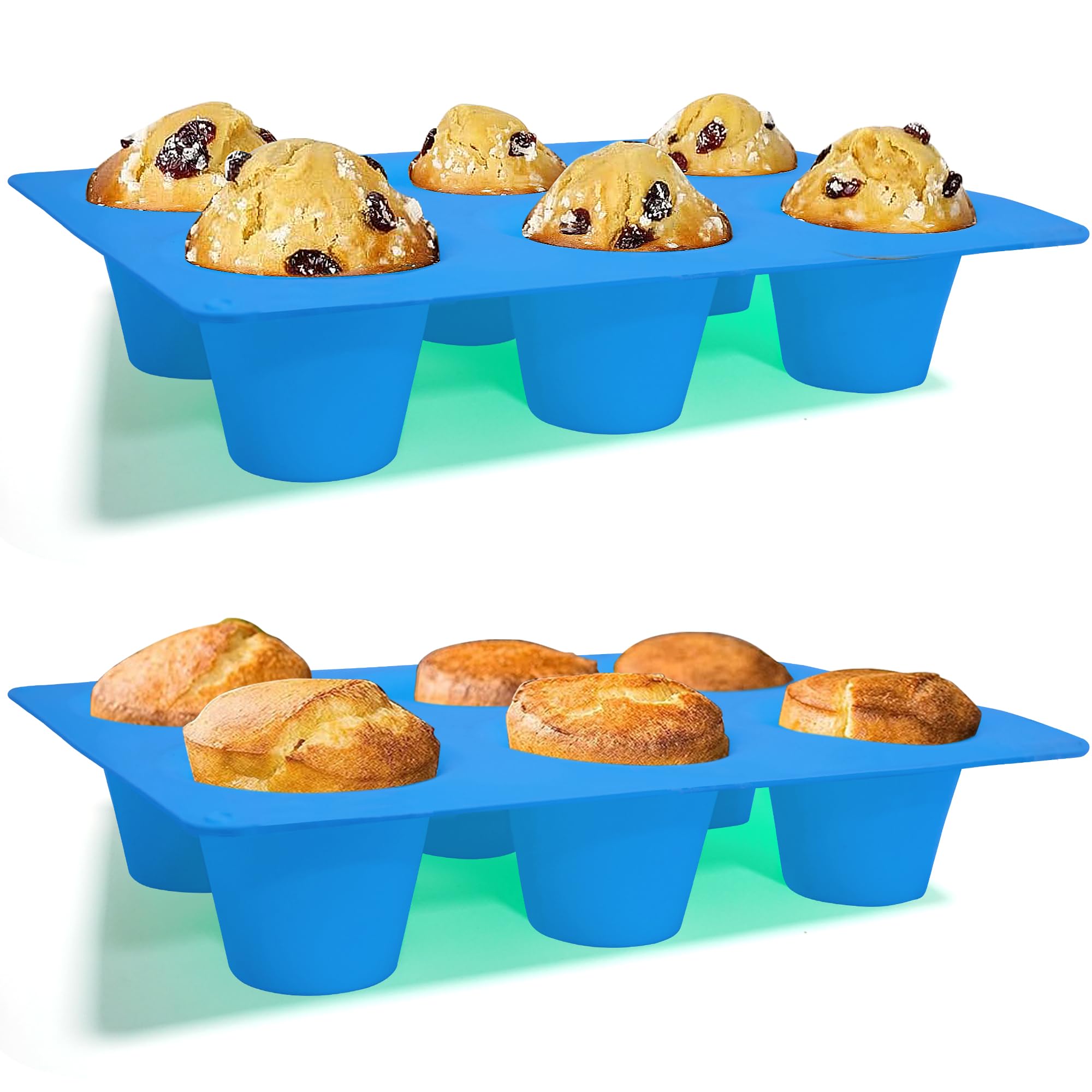 Sidosir 2Pcs Popover Pan for Baking - Professional Extra Deep Silicone Popover M