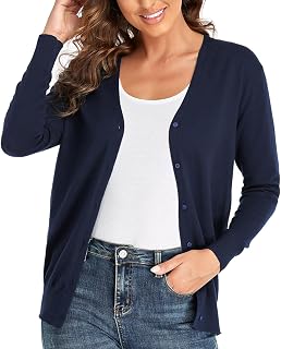 CUNYI Women's Cardigan V-Neck Long Sleeve Sweater with Buttons, Classic, Versatile, Elegant, Standard Length, All Seasons, X-Large, White
