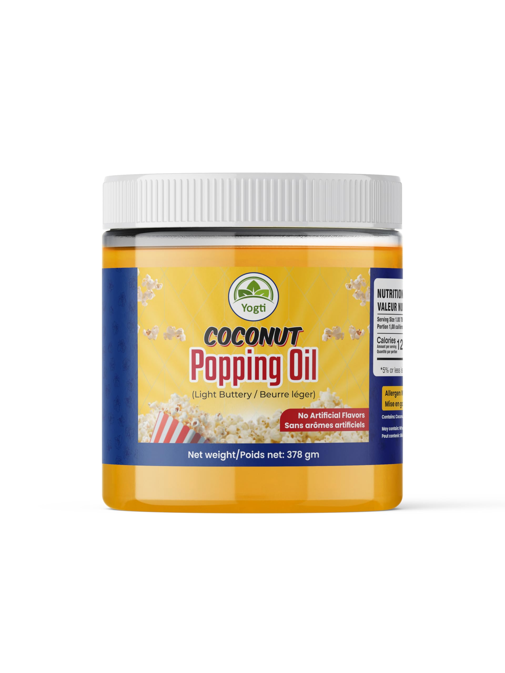 Yogti Popcorn Popping Oil, Light Buttery Flavour, No Artificial Flavors - 378ml