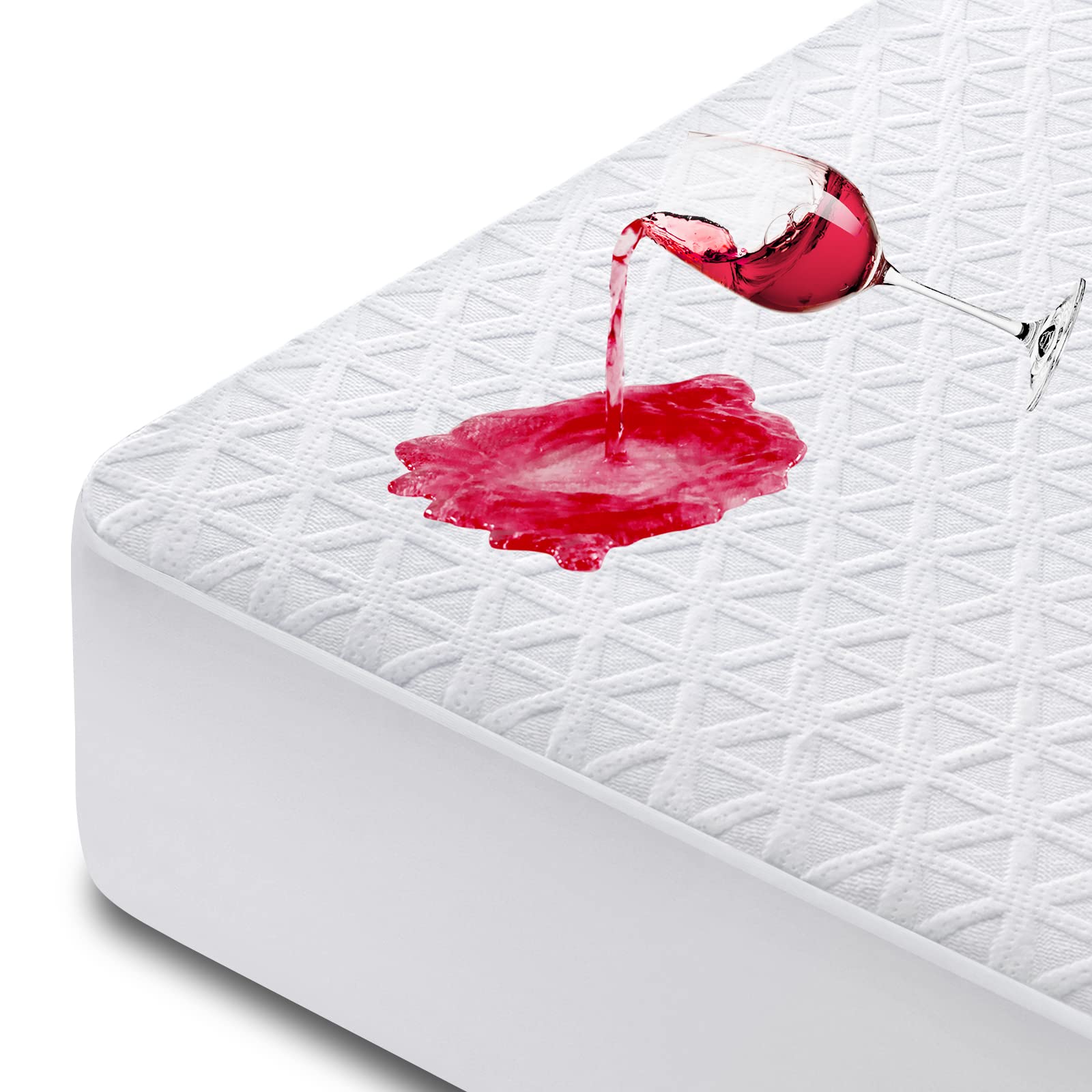 Premium Waterproof Mattress Protector Queen Size, Noiseless Deep Pocket | Breath