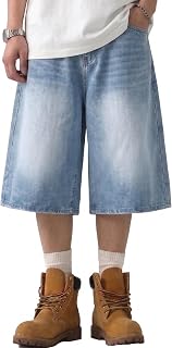 Mens Baggy Jean Shorts Y2K Jorts Denim Shorts Men Loose Fit Wide Leg 16.5 Inch Inseam Jorts Streetwear Baggy Shorts