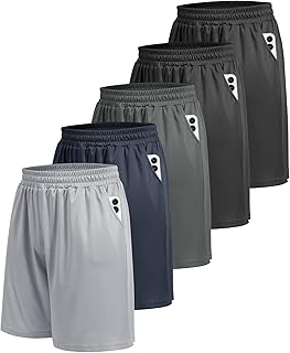 BOOJO 5 Pack Athletic Gym Mens Shorts with Pockets Quick Dry for Basketball
