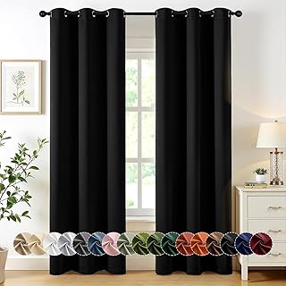 MIULEE Blackout Curtains for Bedroom 2 Panels 40 x 84 Inch Long Black | Thermal Insulated, Halloween Living Room Darkening Grommet Drapes, Noise Reducing, Light Blocking Window Treatments