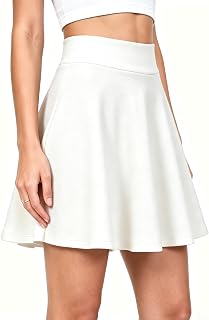 Women Skater Skirt Pleated Mini Skirt Stretch Casual Short Flared Skirt