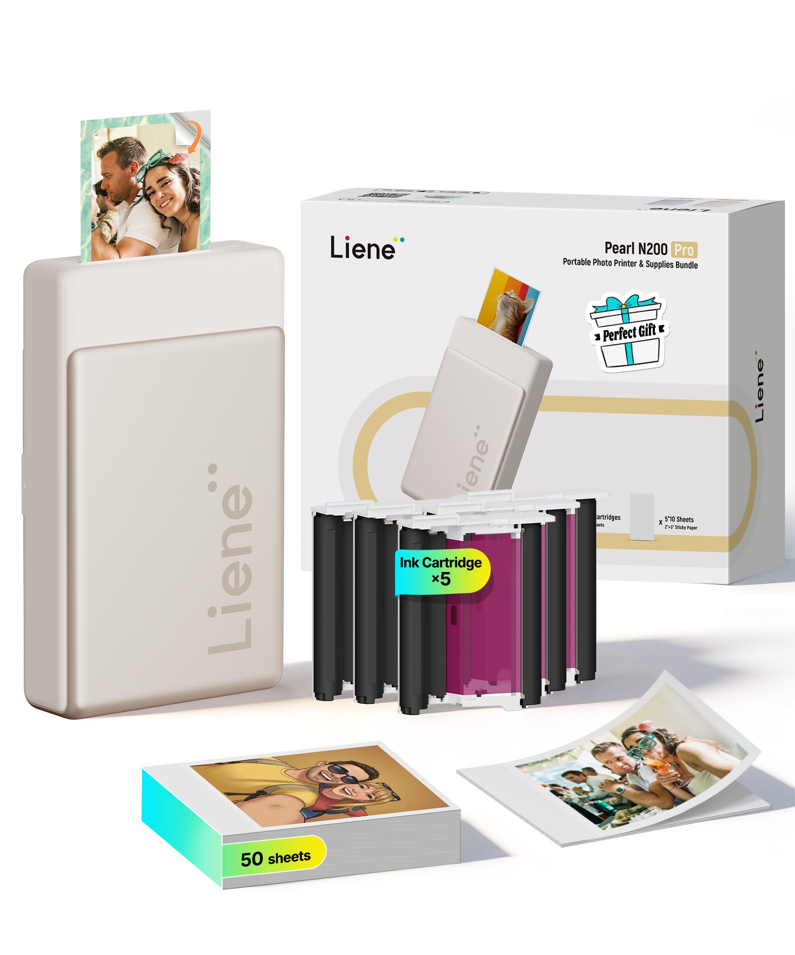 Liene Pearl N200 Pro Portable Photo Printer, Instant Mini Picture Printer for iP