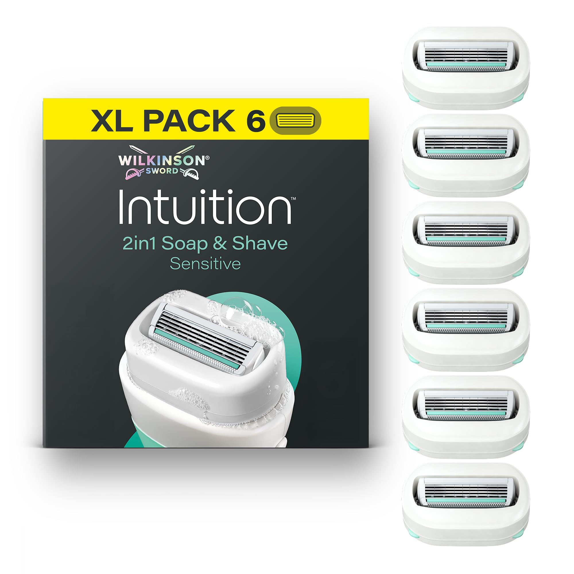 Wilkinson Sword Intuition Soap & Shave Sensitive Women's Razor, 6 Refills | 2in1