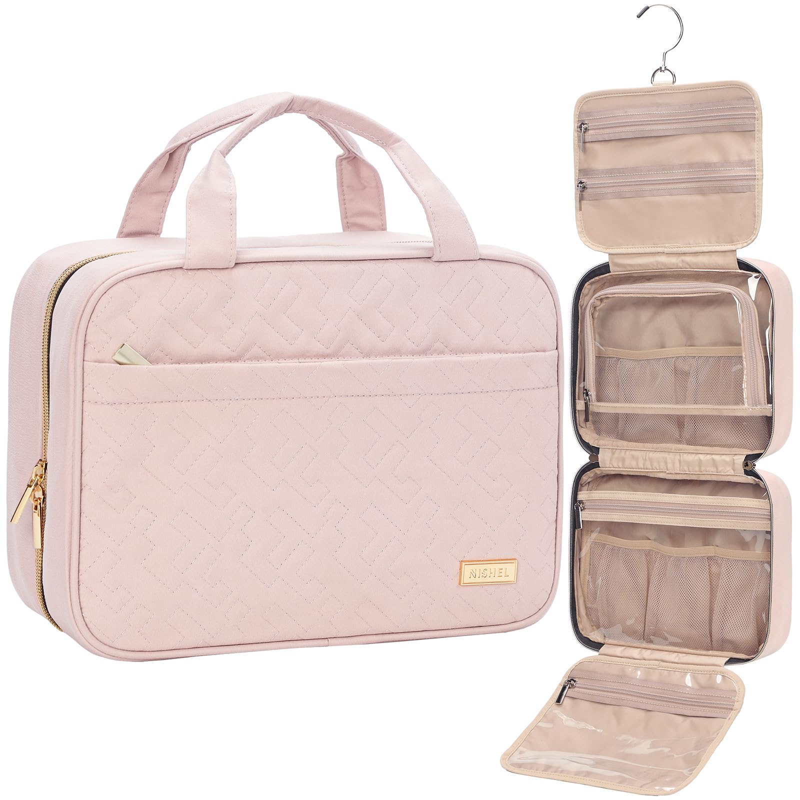 NISHEL Travel Toiletry Bag for women, Portable Hanging makeup Organizer | for Tr