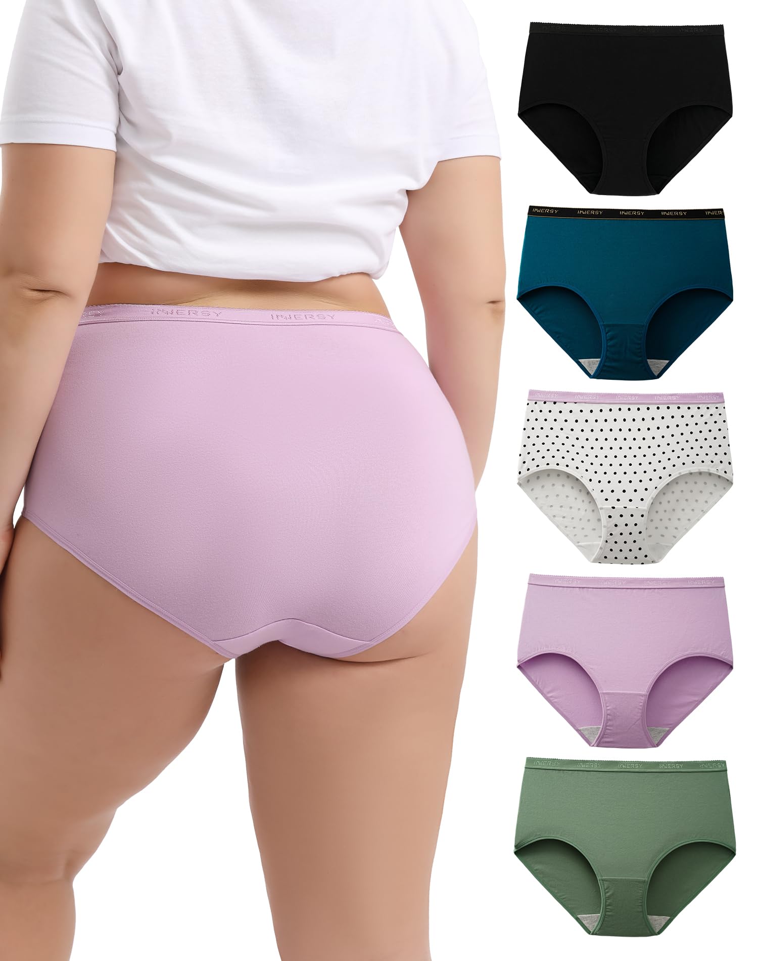 INNERSY Women's Plus Size Cotton Underwear 44-62 Pack of 5