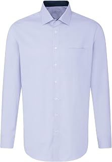Seidensticker Regular shirt, long-sleeved shark collar, stripes, blue