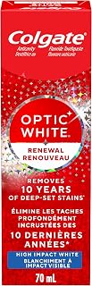 Colgate Optic White High Impact Whitening Toothpaste – Minty Fresh Taste – Enamel Safe Fluoride for Cavity Protection with Hydrogen Peroxide, 70 mL