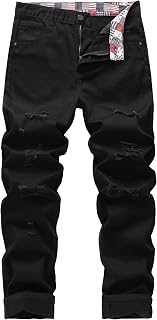 MZNBURAM Mens Denim Jeans Non Stretch Regular Fit Straight Leg Denim Trousers