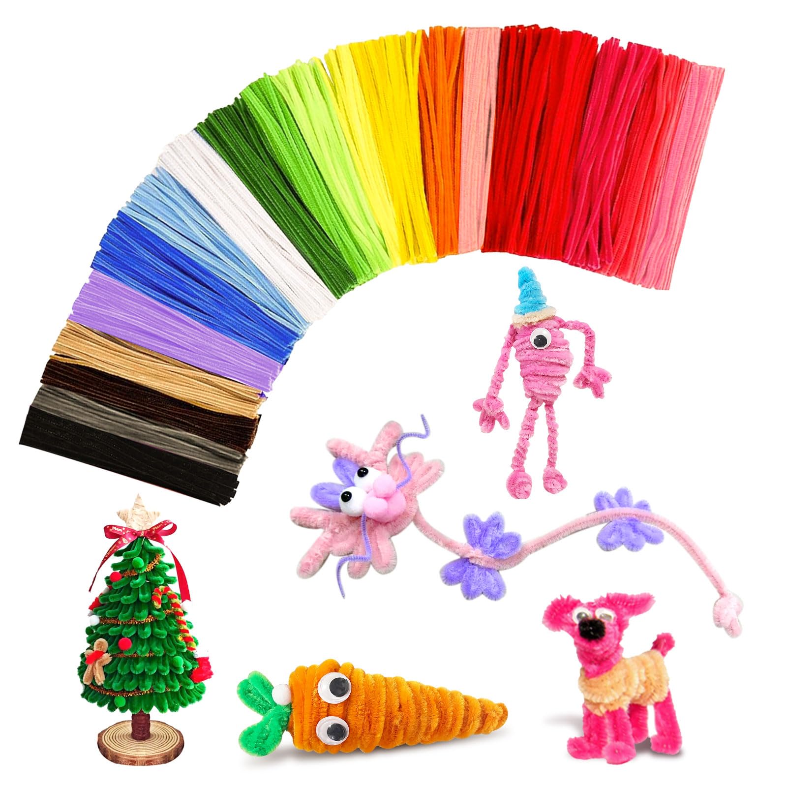 Pipe Cleaners Craft Supplies,Multi-Colored Chenille Stems for DIY Arts Crafts Pr