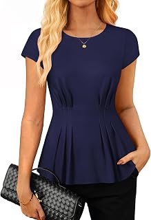 GRACE KARIN Womens Peplum Tops Dressy Casual,2026 Summer Short Sleeve Work Blouses, Business Shirts Fashion Clothes