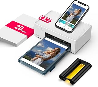 Liene White M200 4x6'' Photo Printer Battery Edition, Wireless Photo Printer for iPhone Android, Dye Sublimation Printing Full-Color Photo 20-Sheet, Portable Picture Printer Ideal for Travel Home Use