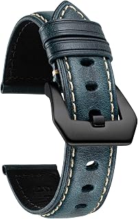 BINLUN Retro Leather Watch Strap for Men 18mm 20mm 22mm 24mm 26mm Handmade Oil Waxed Leather Strap Replacement Vintage Watch Band Stainless Steel Buckle 6 Colours