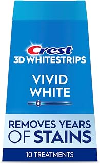 Crest 3D Whitestrips Vivid White At-home Teeth Whitening Kit, 10 Treatments, 6 Levels Whiter