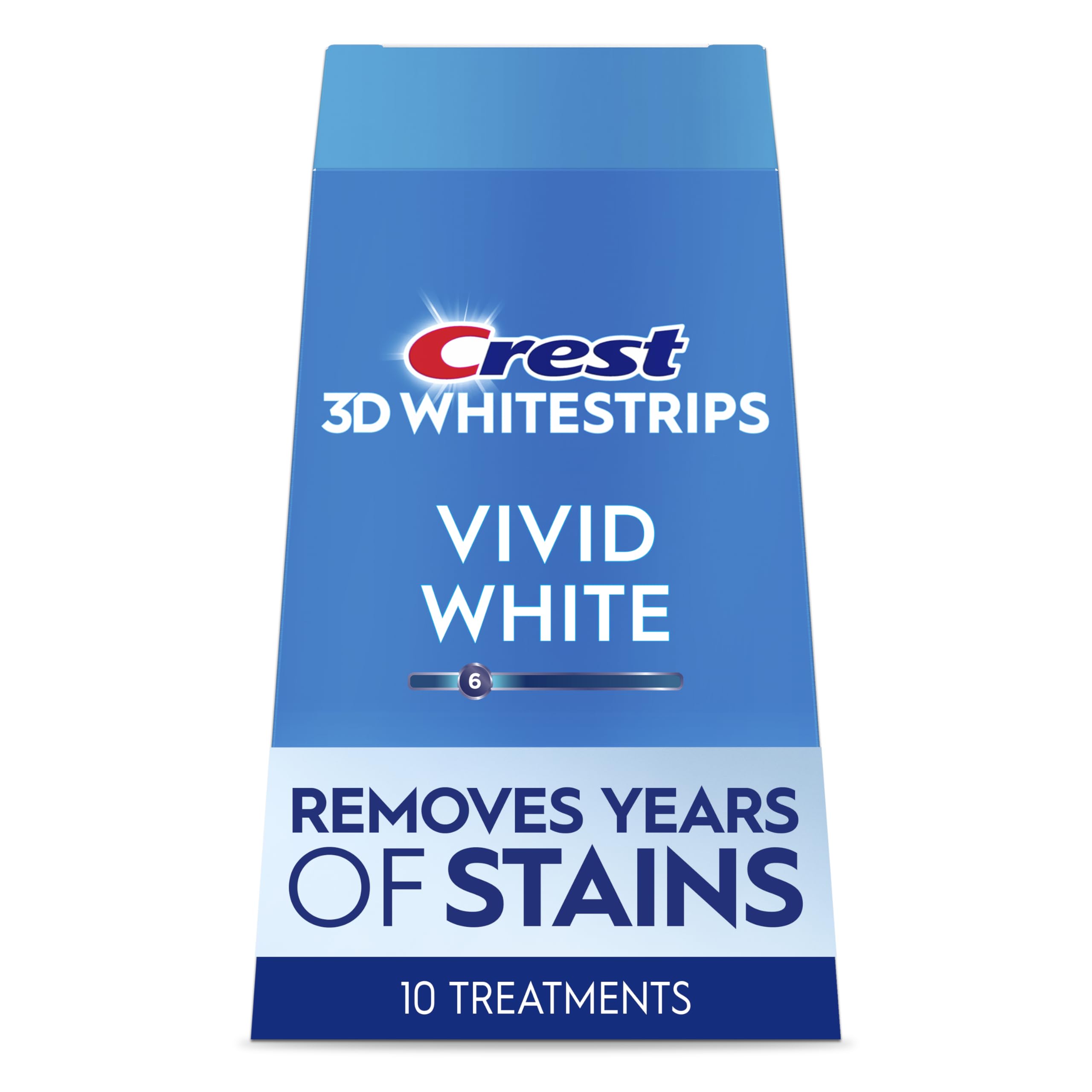 Crest 3D Whitestrips Vivid White At-home Teeth Whitening Kit, 10 Treatments, 6 L