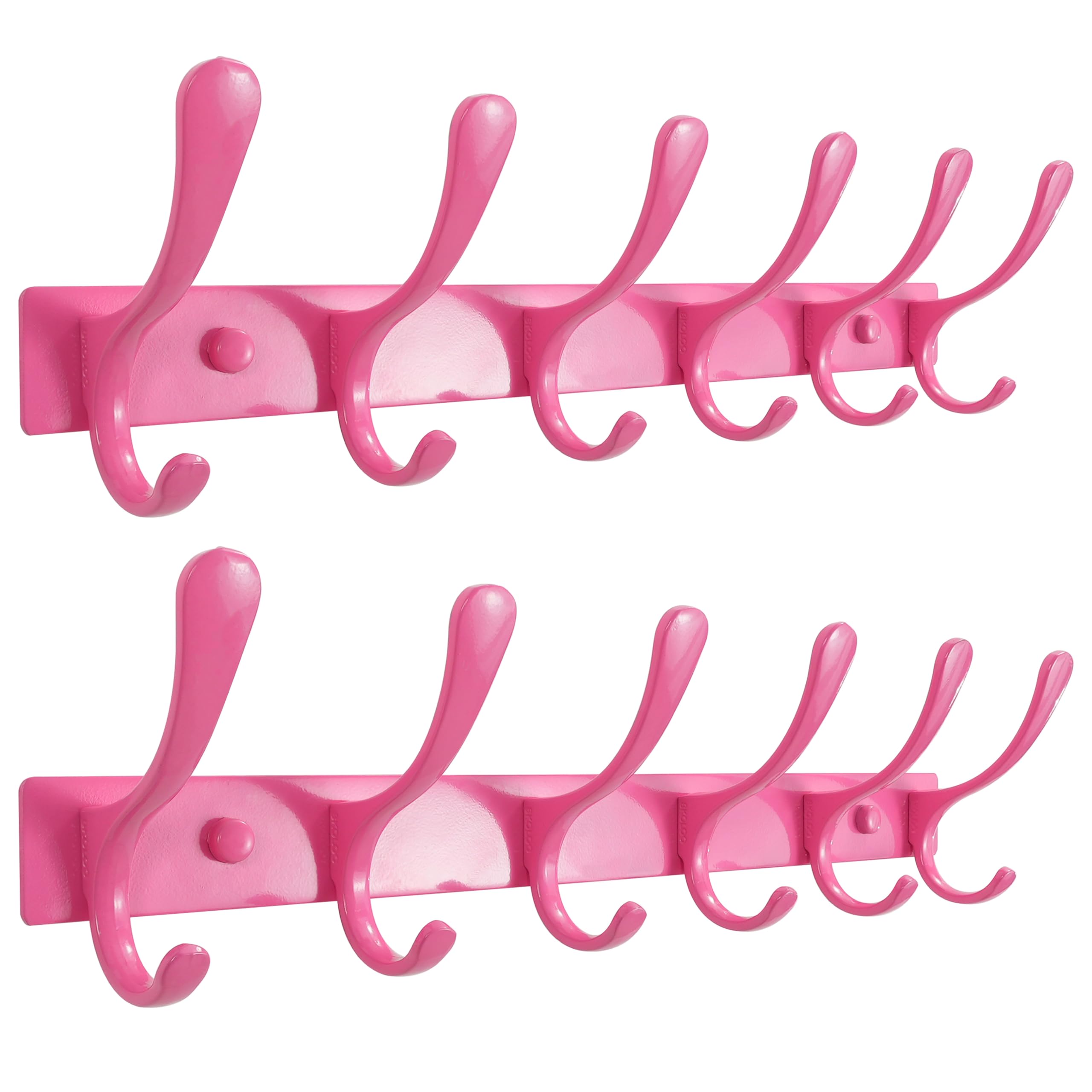 SKOLOO - Wall Mounted Coat Rack 6 Hooks 2 Pack Heavy Duty Stainless Steel Wall H