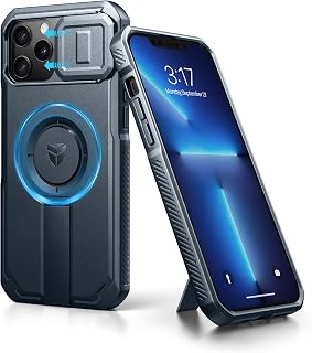 Dexnor Magnetic Case Compatible with iPhone 12 Promax/13 Promax, Shockproof Protective Cover with Slide Camera Cover and Adjustable Kickstand, No Screen Film(Blue)