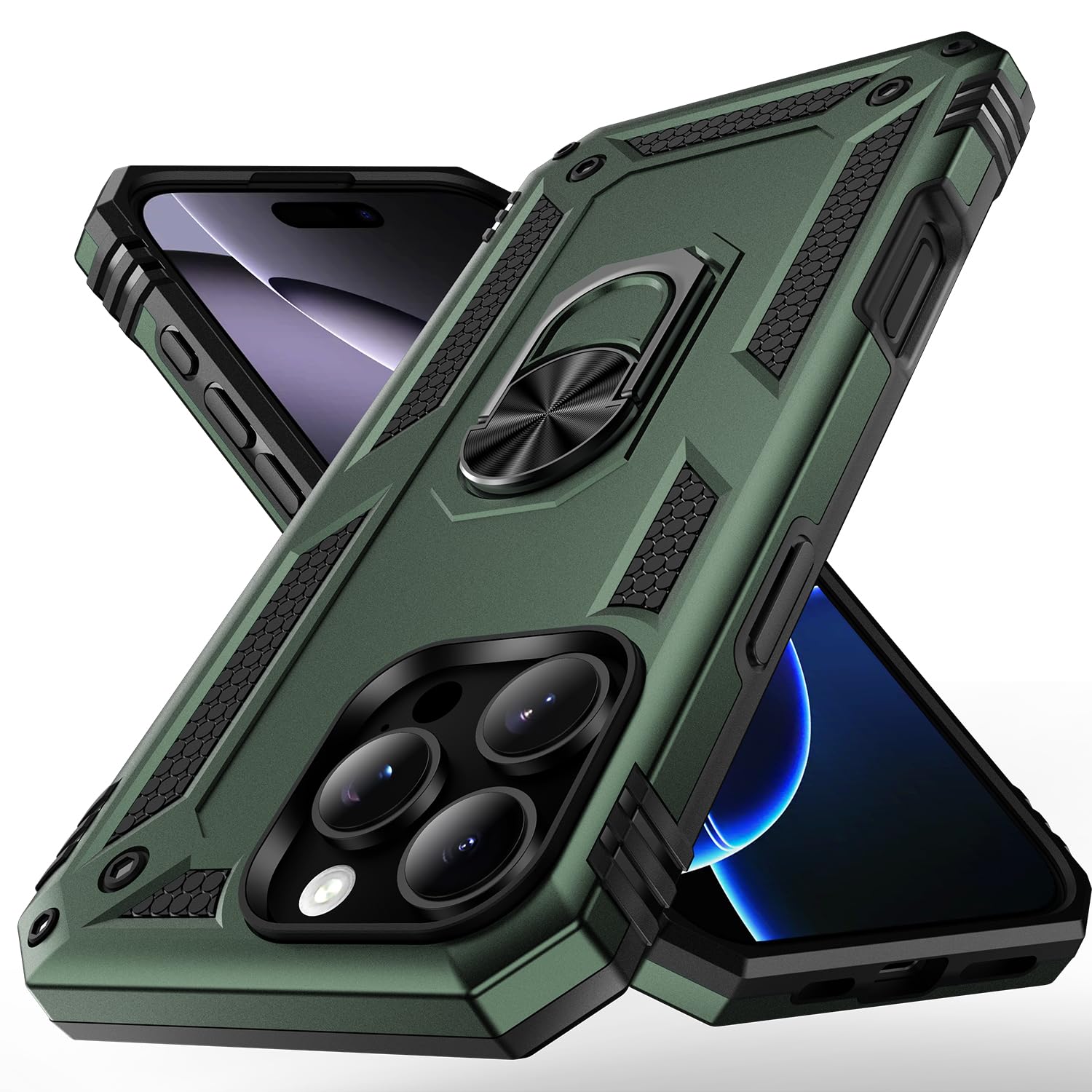 Korecase Military Phone Case for iPhone 16 Pro with Stand Ring,Full Body Shockpr