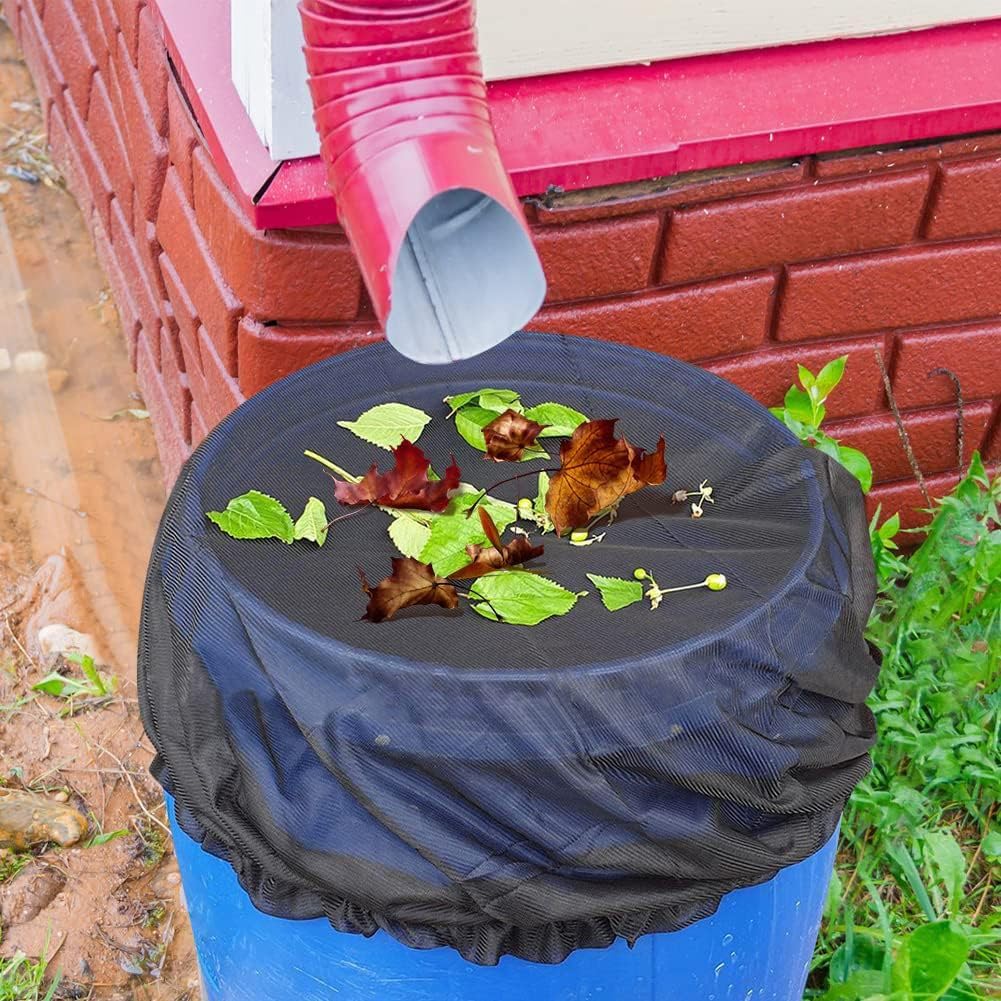 Rain Tank Mesh Cover, Heavy Duty Mesh Drawstring Mesh Leaf Debris Protection for