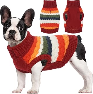 Kuoser Dog Sweater, Christmas Dog Sweaters for Extra Small Dogs, Red XS