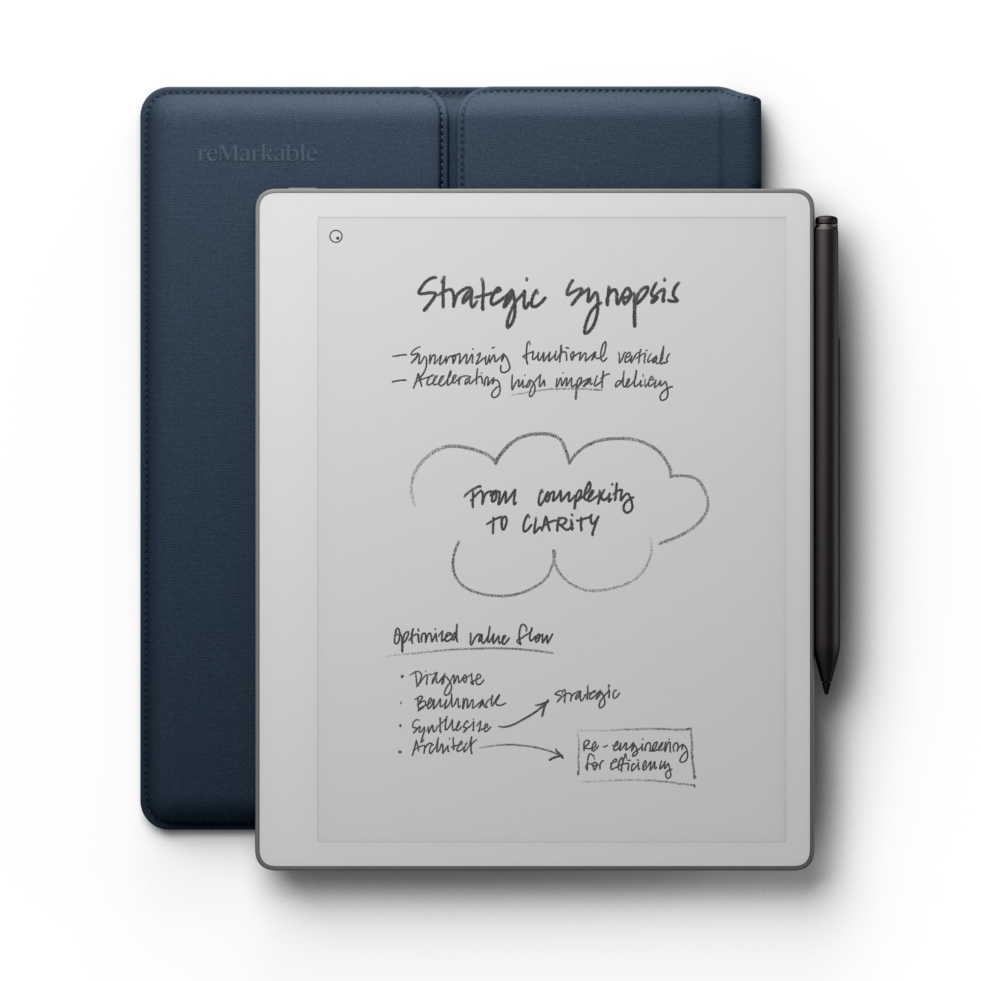 reMarkable Paper Pure with Marker Plus and Ocean Blue Sleeve Folio | 10.3” paper