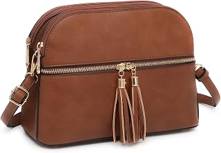 Dasein Women Tassel Zipper Pocket Crossbody Bag Shoulder Purse Fashion Travel Bag with Multi Pockets