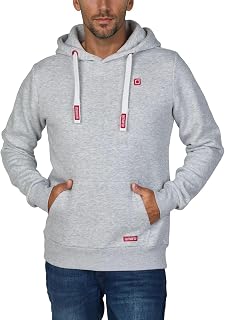 riverso - RivLinus Men's Hooded Sweatshirt with Hood and Kangaroo Pockets Regular Fit Cotton Grey Brown Green Red Blue Black S M L XL 2XL 3XL 4XL 5XL